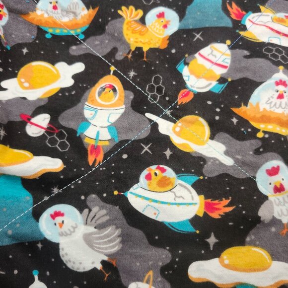 Eco-Friendly Reusable Paper Towels in Space Chickens and Eggs Print - Picture 2 of 3